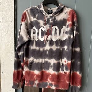 AC/DC Red and Black Tie-Dye Hoodie
